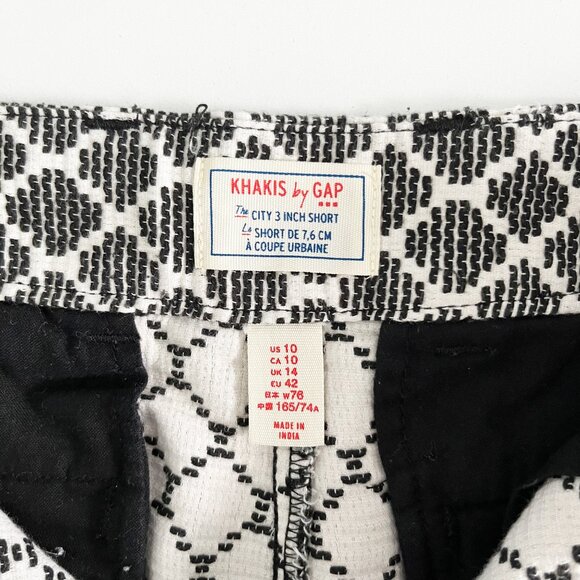 NWOT Gap shorts Khakis by Gap The City 3 inch short 10 black & white pattern - Picture 3 of 6